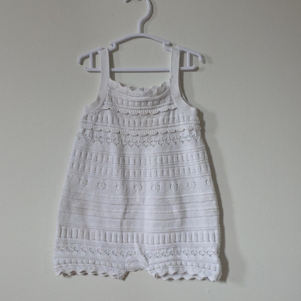 GAP Crochet White Knit Kids Romper, 3Y